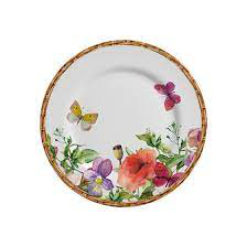 JOGO PRATO SOBREMESA ALLEANZA FLORES RATTAN 6 PCS