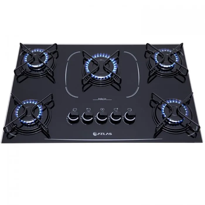 FOGAO ATLAS COOKTOP 5 BC AGILE UP GLASS PRETO