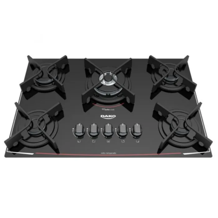 FOGAO DAKO COOKTOP 5 BC GLASS TRIPLA CHAMA PRETO