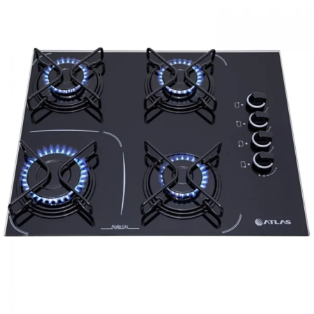 FOGAO ATLAS COOKTOP 4 BC U TOP MESA VIDRO PRETO