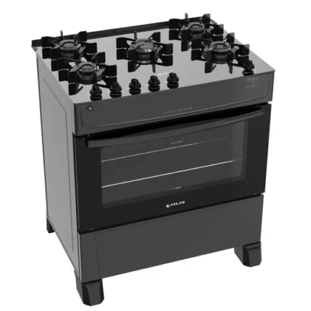 FOGAO ATLAS 5 BC MONACO TOP GLASS MESA VIDRO PRETO