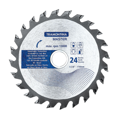 DISCO DE CORTE TRAMONTINA P/MADEIRA 4.3/8'' 24 DENTES